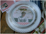 clear plastic plate with photo underneath