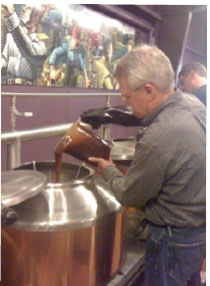 mixing the brewing ingredients